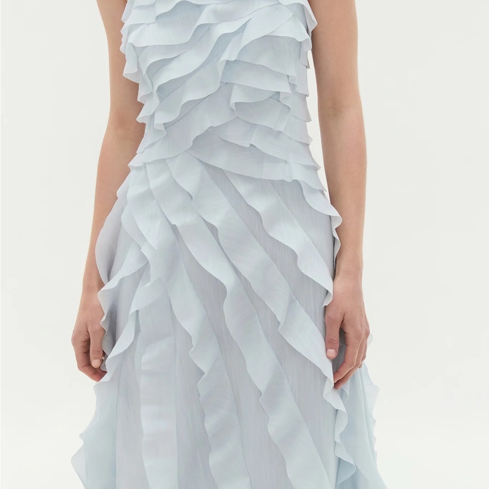 Aje Allairie Dress Pastel Blue - Strapless Ruffled Maxi Dress - US4 AU8 - Picture 2 of 6